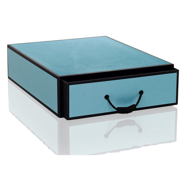 Mayfair, Schubladenbox mit Kordelgriff,Powder-Blue-schwarz