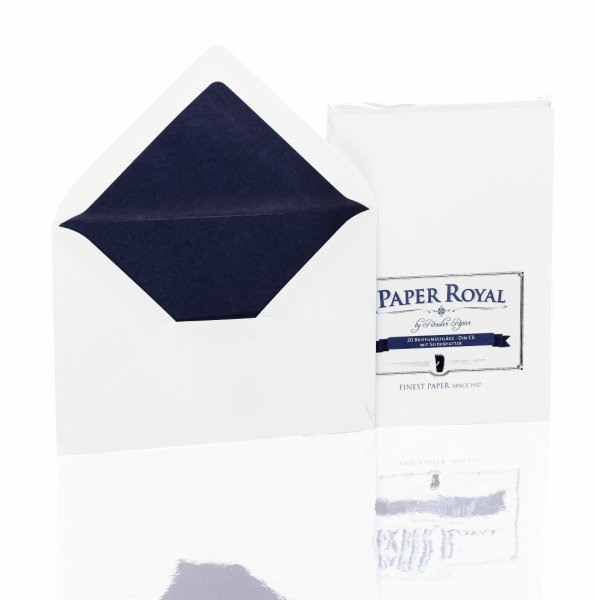 Paper Royal-Briefumschlagpack 20/C6 m.farb.Sf, weiß gerippt