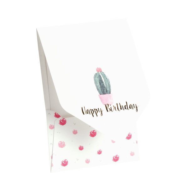 Kartenset-1/1/1 B6 - Pocketkarte &quot;Happy Birthday &quot; (Kaktus)